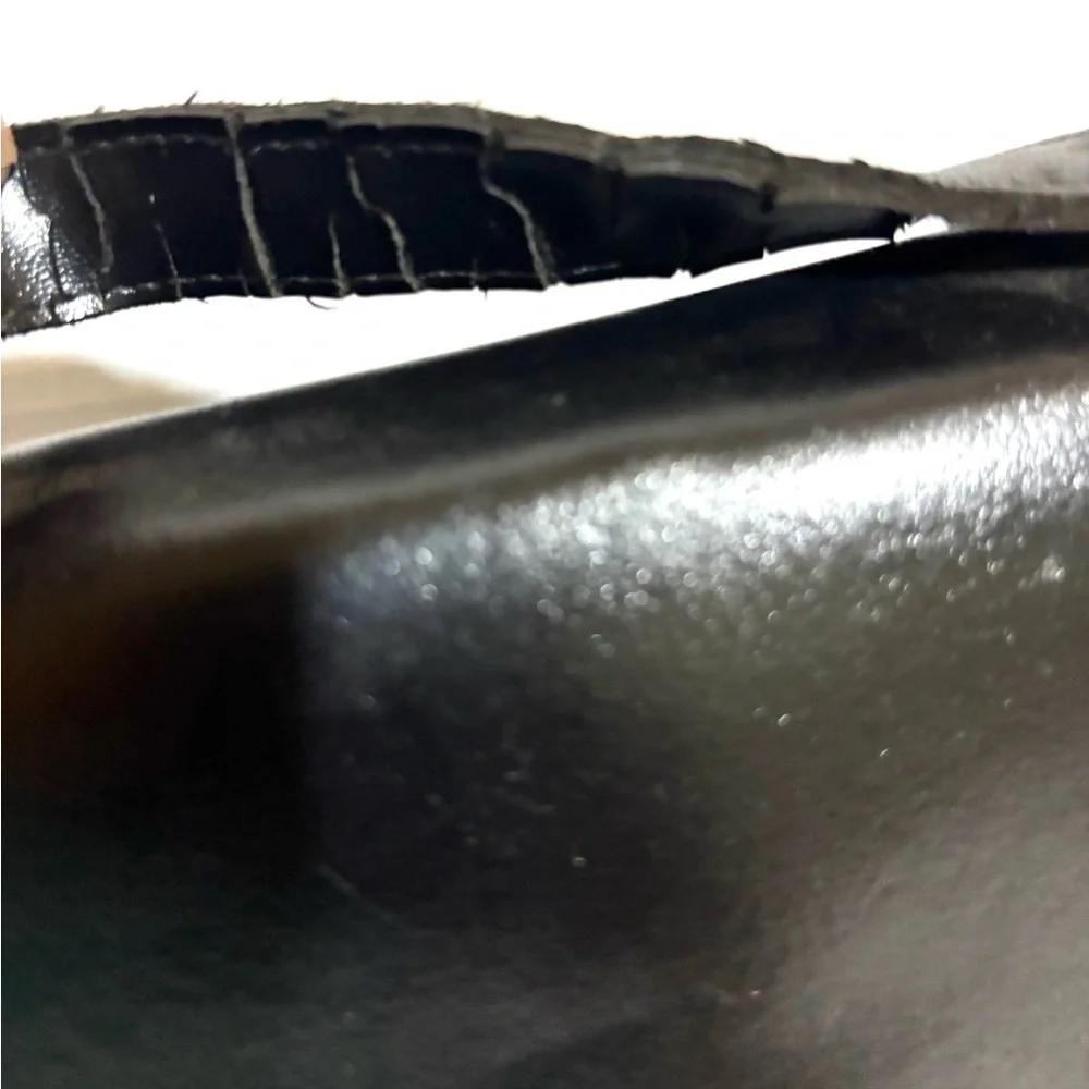 Vintage Black Leather Messenger Bag